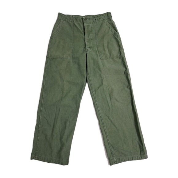 VINTAGE US Army Pants 32x29 Green OG 107 Trouser Cotton Sateen Button RARE - Picture 1 of 11